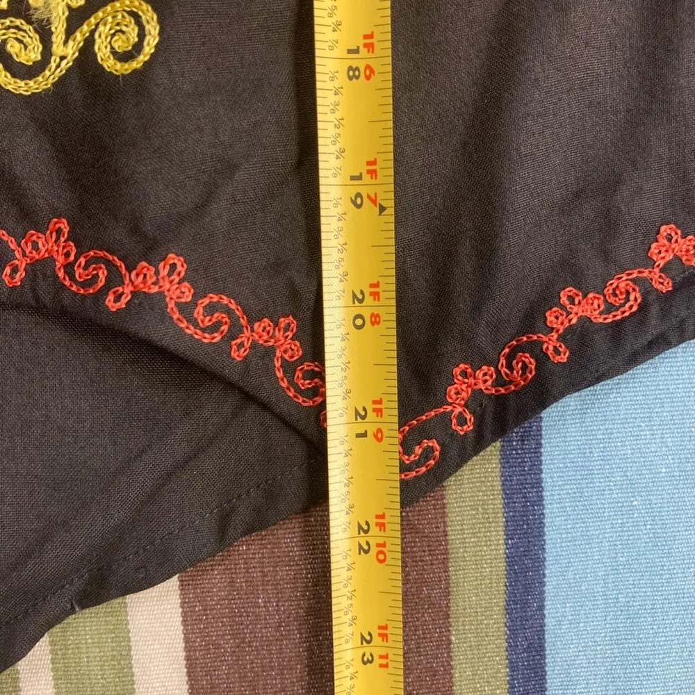 90s black embroidered boho vest small - Picture 3 of 12